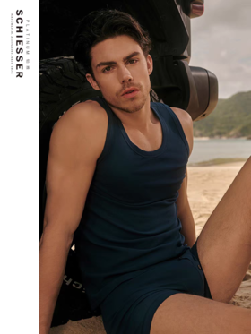 SCHIESSER舒雅铂雅25春夏新品男士150周年纪念款棉质罗纹家居背心E5-24840V