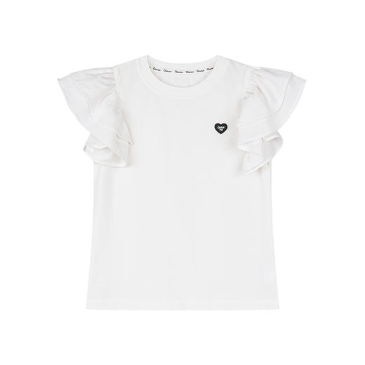 笛莎千与2025夏季新款女童简约时尚荷叶边短袖T恤 商品图4