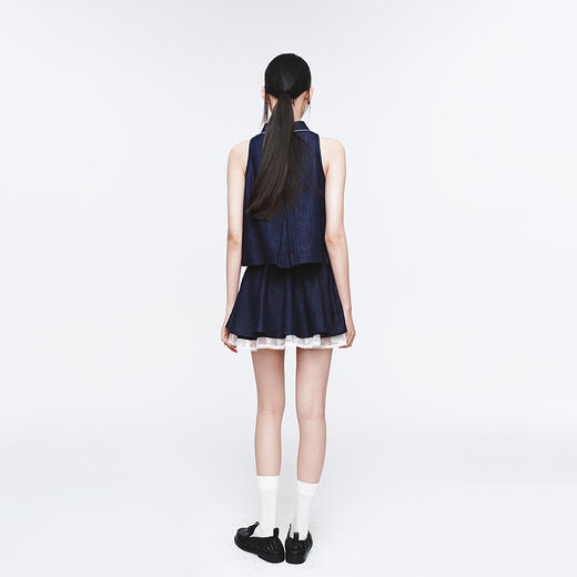 HERLIAN 2025年春季新品蕾丝拼接无袖原色牛仔上衣 商品图2