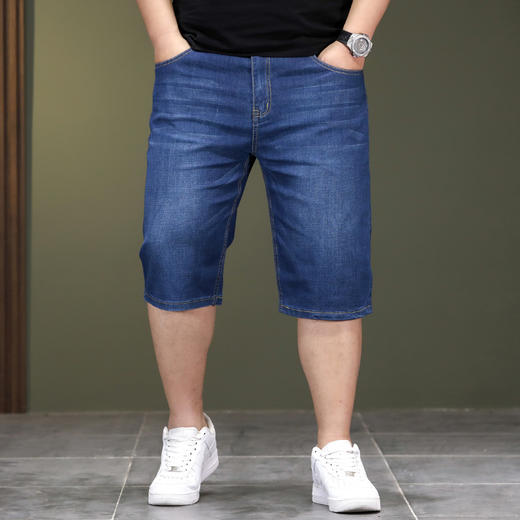 【DYG】大依优型大码男装直筒五分裤短裤加肥加大宽松商务牛仔短裤5分中裤男夏季 商品图0