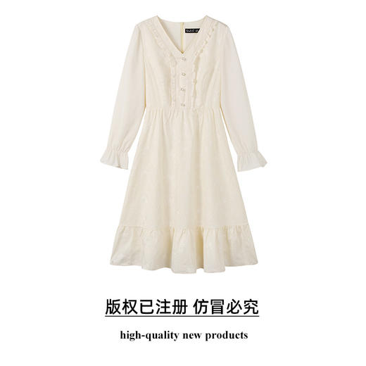 2025年春季新款大码女装甜美气质裙子胖妹妹花边V领连衣裙9951892763 商品图1