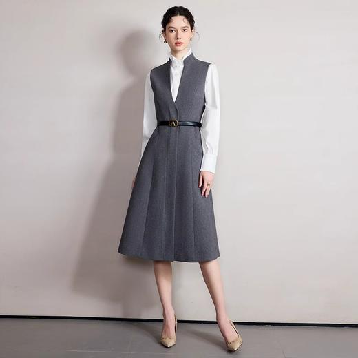 IWY/背心连衣裙套装老钱风女半高领白色千金风衬衫教师面试穿搭B521+Q1233 商品图0