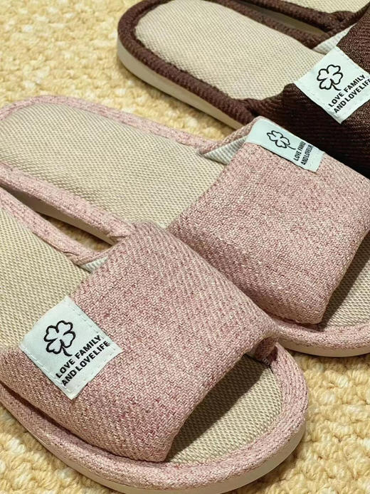 【四叶草亚麻拖鞋】记得家人长辈、爱出脚汗的老公买，全家人一起穿!!居家拖鞋强烈推荐 踏面亚麻材质，鞋面透气布鞋底EVA防滑 简约|清新|透气【防滑|柔软|四季通用 商品图4