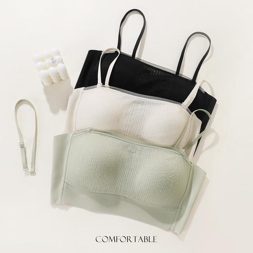 熳洁儿 抹胸内衣防走光蕾丝轻薄聚拢文胸大U背美背收副乳25251502 商品图7