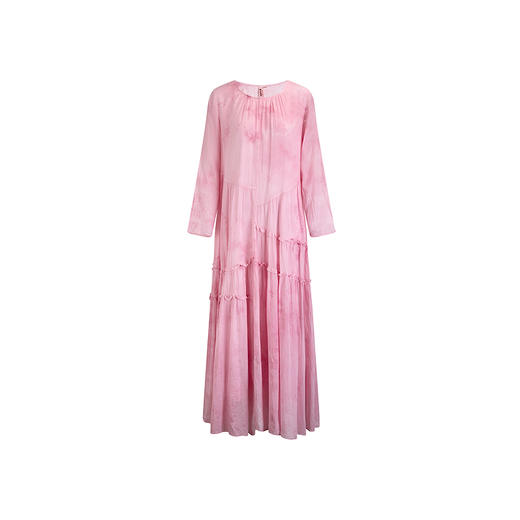 【林栖设计小店】（现货）婴儿棉植物染连衣裙粉色云染宽松显瘦舒适长裙1911006B 商品图4