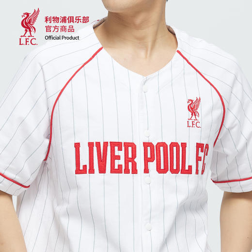 【官方正版】利物浦俱乐部 | 简约棒球开衫白色条纹短袖 商品图3