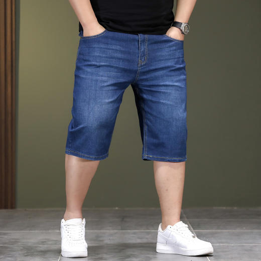 【DYG】大依优型大码男装直筒五分裤短裤加肥加大宽松商务牛仔短裤5分中裤男夏季 商品图1
