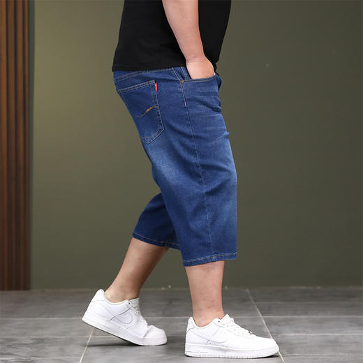 【DYG】大依优型大码牛仔七分裤牛仔短裤弹力宽松显瘦肥佬休闲男士夏加肥加大 商品图2