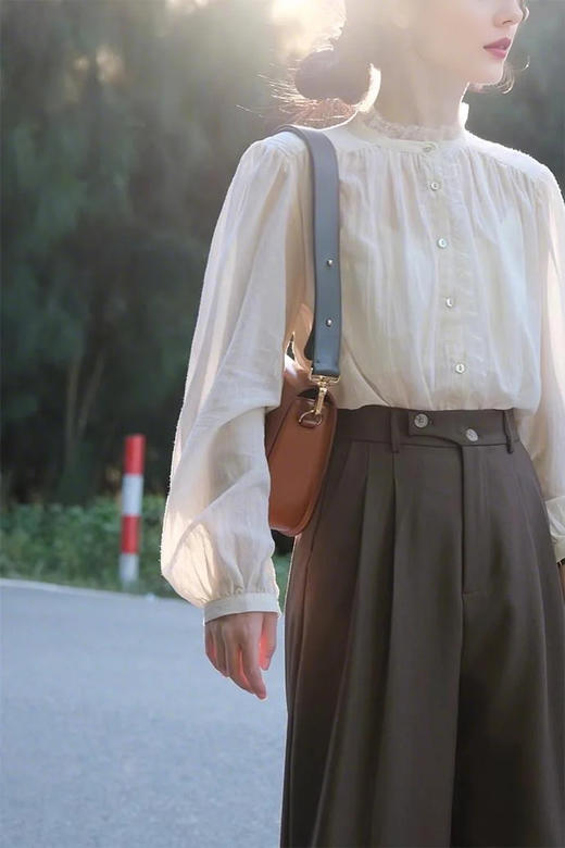 裁缝学苑AQ440法式复古蕾丝花边领衬衫纸样女装灯笼袖长袖上衣样板 商品图7