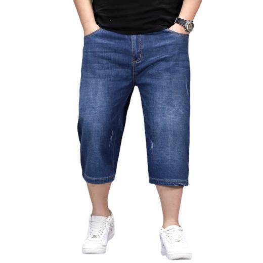 【DYG】大依优型大码牛仔七分裤牛仔短裤弹力宽松显瘦肥佬休闲男士夏加肥加大 商品图4