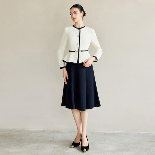 IWY/小香风连衣裙新款假两件拼色套装时尚洋气减龄显瘦遮肉伞裙Q1288 商品图3