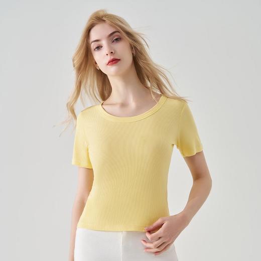【告别夏日黏腻感❗双面莫代尔T恤】女士莫代尔螺纹短袖，水洗多次依旧有形，清爽透气出汗不粘腻，夏季内搭薄款修身显瘦简约学生圆领打底上衣QQ 商品图10