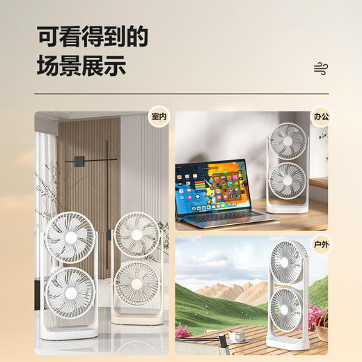 【新款双头桌面风扇】大风力空气循环扇 办公宿舍创意双层风扇 广角调节多方位为你通风 商品图3