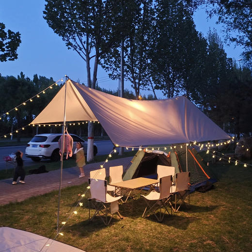 【户外黑科技天幕！UPF50+山野会客厅】加厚黑胶，25°C恒温天幕，冬暖夏凉！加粗天幕杆，可抗6级大风，多层拒水工艺，防雨防晒便携，露营涂银遮阳棚布，户外野营凉棚野餐！ 商品图5