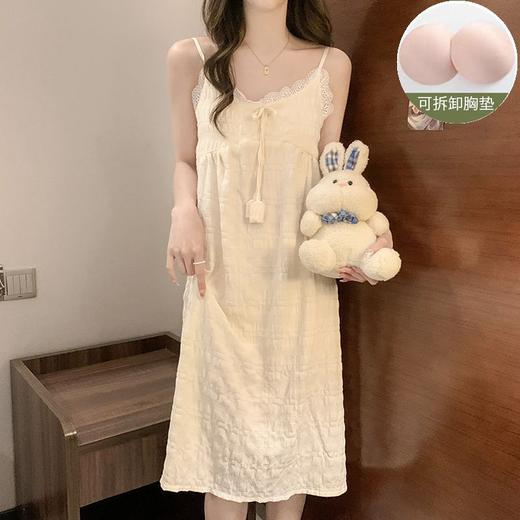 夏季性感带胸垫睡裙女士吊带云朵棉薄款清新可爱公主风睡衣家居服 商品图2