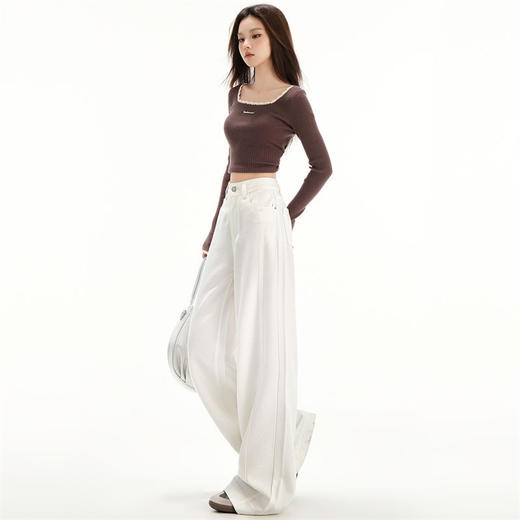 【白色三防阔腿】春夏莱赛尔棉轻薄凉爽高腰显瘦拖地牛仔裤 商品图2