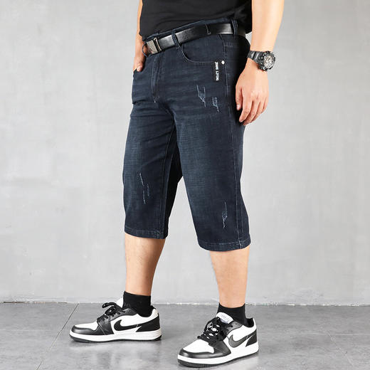 【DYG】大依优型大码牛仔七分裤牛仔短裤弹力宽松显瘦肥佬休闲男士夏加肥加大 商品图5
