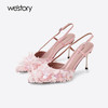 Westory2025年夏季凤羽花包头高跟空凉鞋宴会后空单鞋W25AH59391 商品缩略图0