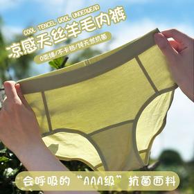 [3条装]灰壳 女美丽诺羊毛天丝凉感内裤AAA级抗菌防臭运动速干短裤弹力三角裤