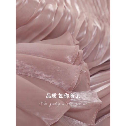 COCOBELLA光泽感重工压褶百褶裙女时尚优雅大摆半身裙HS7070 商品图4