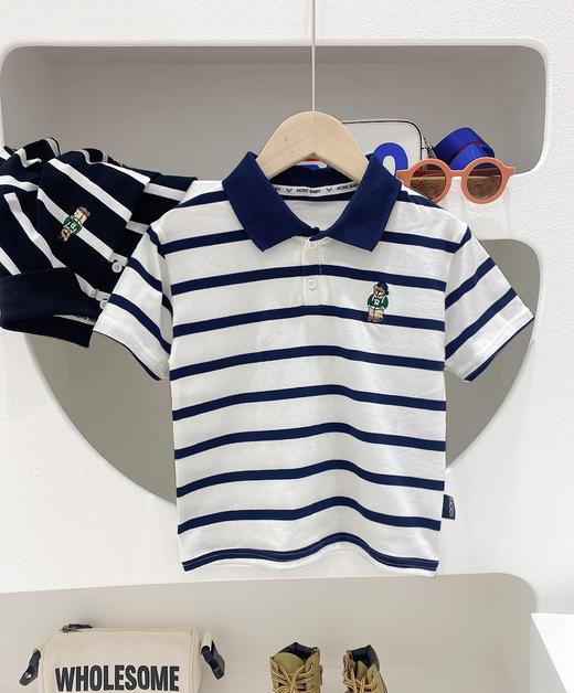 【时尚撞色设计，舒适弹力面料】2025新品夏款童装 男童儿童撞色弹力圆领短袖T恤 上衣POLO衫-QQ 商品图5