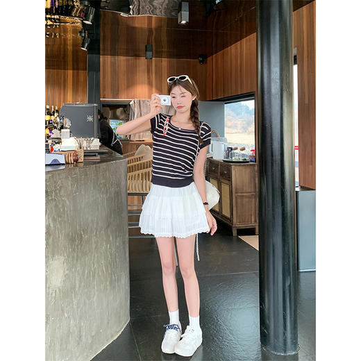 <曾小咸推荐>3.25现货秒杀 ！微信超特价！2色条纹针织衫短袖 日常99.99 立减40 秒杀59.99！！ 商品图4