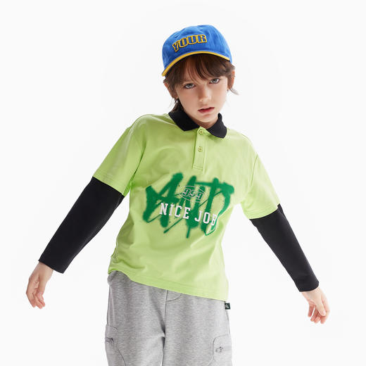 【MQD】童装男童长袖t恤春秋季款翻领polo衫假两件儿童打底衫宝宝 商品图2