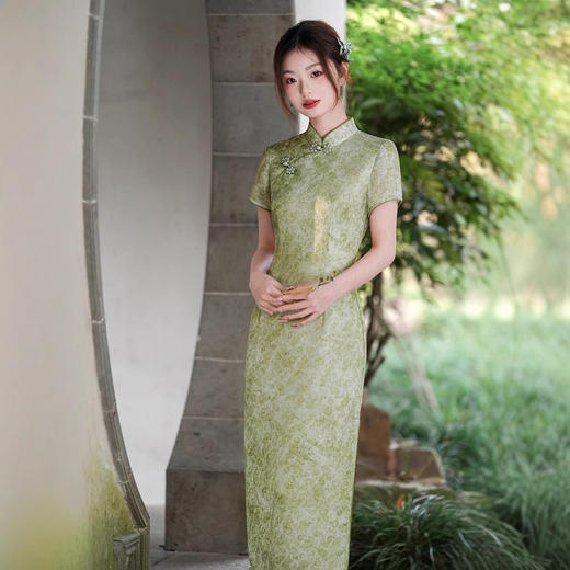 2025年春夏新款改良旗袍日常绿色XL1203 商品图3