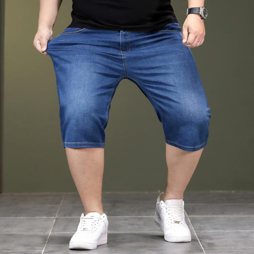 【DYG】大依优型大码男装直筒五分裤短裤加肥加大宽松商务牛仔短裤5分中裤男夏季 商品图2