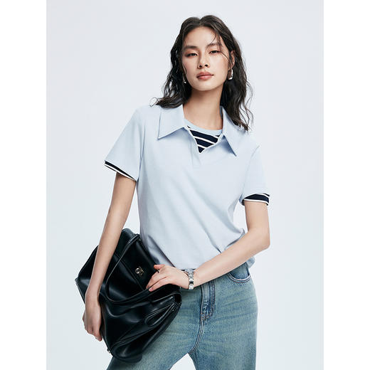 棉仓362601008-初棉50支丝芙珠地POLO法式剪刀翻领POLOT 商品图0