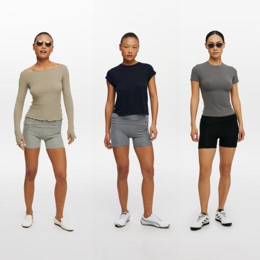 oneup莫代尔羊毛堆叠翻折弹力修身散口短裤 商品图4