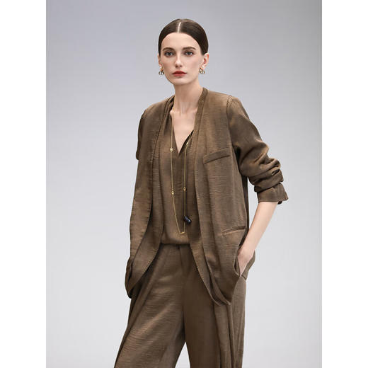 COCOBELLA奢感贡针假两件肌理缎面西装女春夏质感通勤外套SI0006 商品图2