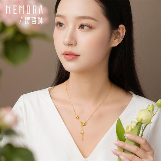 【热卖臻品】蝴蝶翩翩黄金项链 闪耀蝶舞足金套链女士礼物【按克计价黄金1】MEMORA诗普琳GN259101 商品图1
