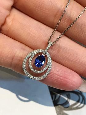 0.9ct刻面蓝宝石吊坠