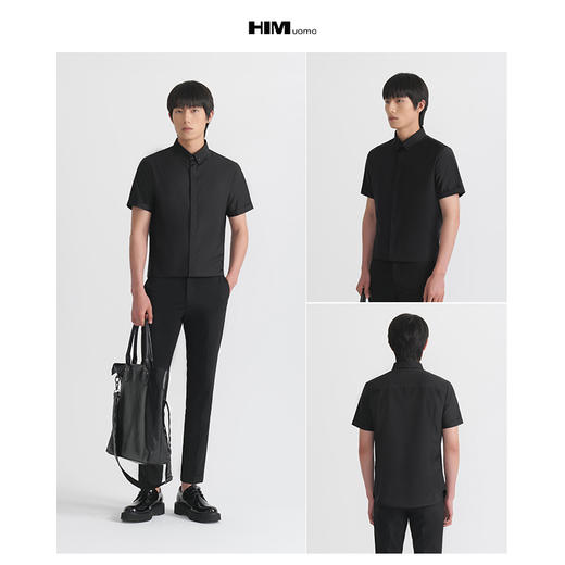 HIM漢崇  日常通勤斯文短袖衬衫男清凉透气商务正装衬衣 2026夏季 商品图3