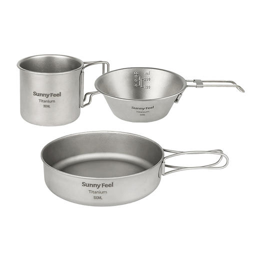 SunnyFeel山扉户外露营野餐锅具_纯钛炊具水杯折叠煎盘餐具雪拉碗 商品图3