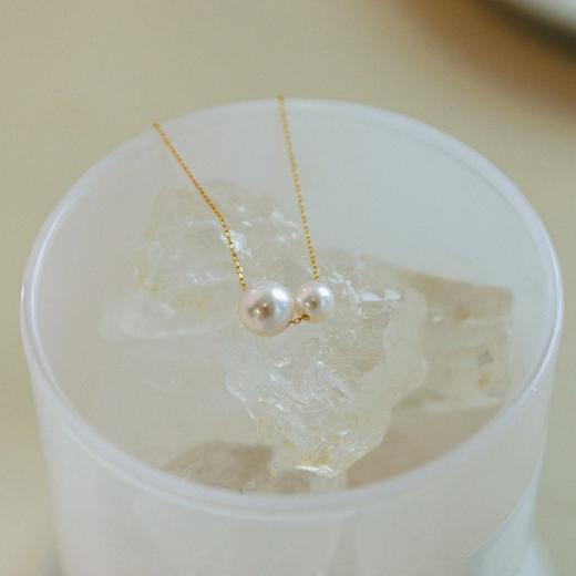 阮仕珍珠 并蒂系列G18K金日本akoya珍珠链牌 6-6.5mm/8-8.5mm 正圆 微瑕 极强光 商品图0