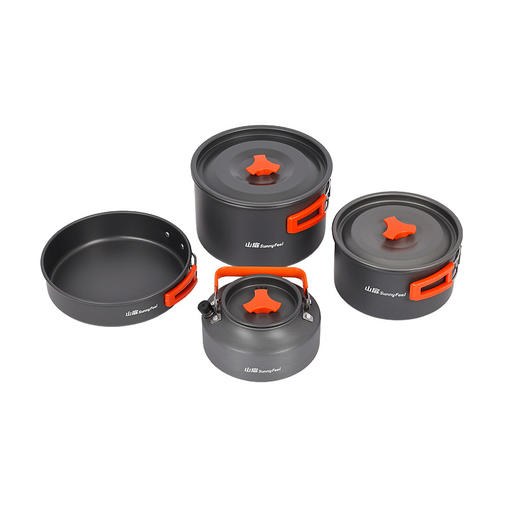 SunnyFeel山扉户外露营锅具营地4件套装锅盆野餐水壶煎锅野营炊具 商品图4