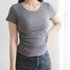 【两件减10元】林小眠·法式超模T恤丨带胸垫T恤，遮肉显腰细腿长，免穿内衣超自由，方领、圆领，各五色可选，S-XL 商品缩略图12