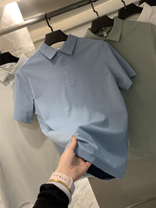 冰丝索罗娜！无痕压胶！2025夏季冰爽弹力半拉链男式短袖POLO衫！ 商品图6