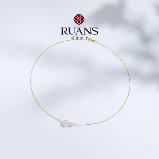 阮仕珍珠 并蒂系列G18K金日本akoya珍珠链牌 6-6.5mm/8-8.5mm 正圆 微瑕 极强光 商品图3