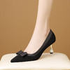 【预售5天】春秋季新款浅口单鞋女时尚黑色尖头职业OL面试鞋羊皮细跟高跟HY&H3622 商品缩略图0