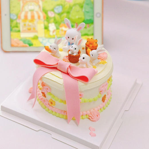兔宝宝翻糖蝴蝶结蛋糕 商品图0