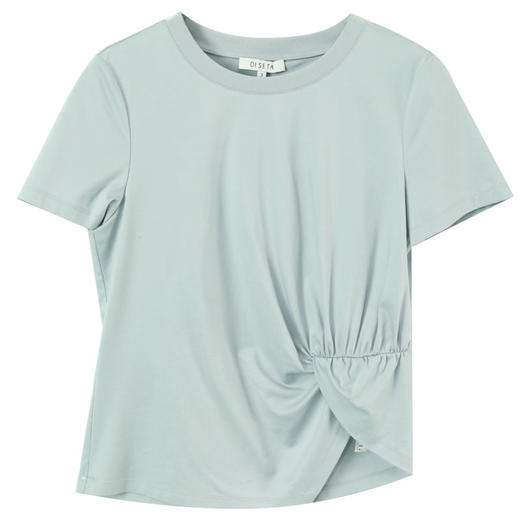 玳莎扭结收腰正肩T恤女2025年夏季新款设计感不规则别致短袖上衣   FB32101 商品图4