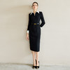 IWY/职业通勤女装高级感轻熟风连衣裙女黑白撞色翻领西装收腰包臀裙Q1295 商品缩略图1