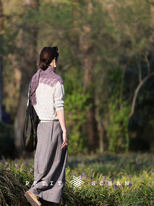 PETIT SCHAN小闪 ACC#037 the assassin 聂隐娘 手工染色山羊绒羊毛抽纱镂空围巾披肩 商品图4