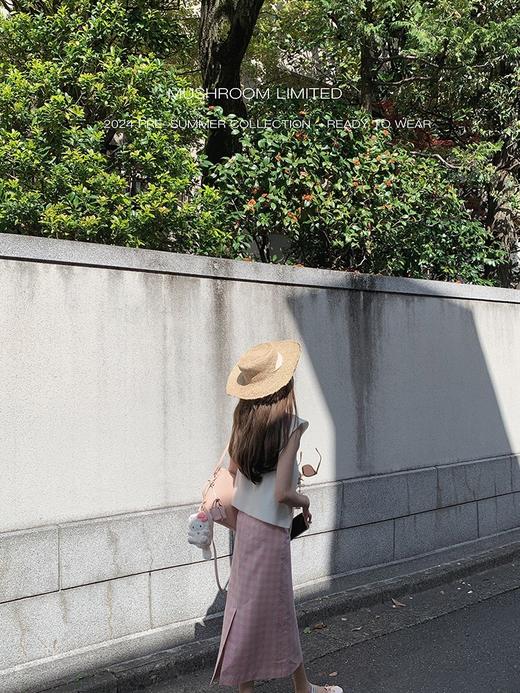 金蘑菇菇 花野井千金 甜心针织套装/系带无袖上衣粉格半身裙夏女 商品图4
