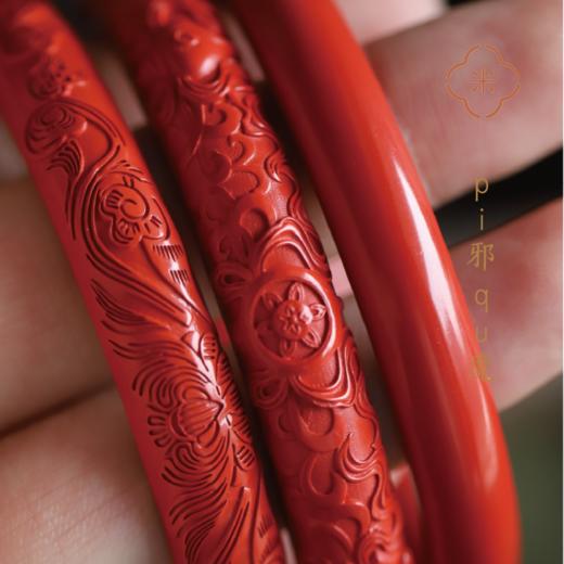 米马饰品 天然原款高含量朱砂手镯  吉祥八宝  繁花似锦 商品图2