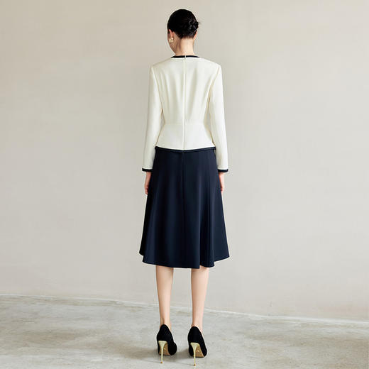 IWY/小香风连衣裙新款假两件拼色套装时尚洋气减龄显瘦遮肉伞裙Q1288 商品图4