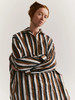 Casey Casey  黑茶条纹tippy塔夫绸系扣上衣 商品缩略图0